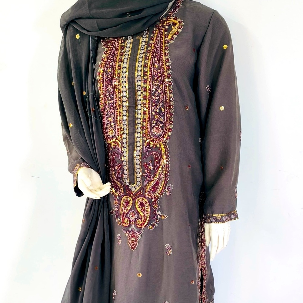 Designer Asim Jofa’s  Sequin Embellished Long Sleeve Dress/ fully lined